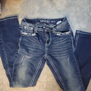 Grace Women's Dark Blue Boot Cut Jeans